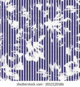 Blue Floral seamless pattern with striped background for fashion textiles and graphics
