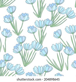 Blue floral seamless pattern, vector, EPS 10.