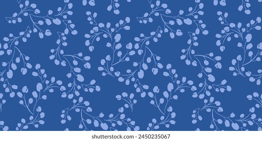 Blue floral seamless pattern. Vector design for paper, cover, fabric, interior decor and other uses