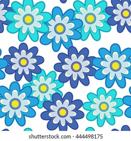 Blue floral seamless pattern. Vector illustration.