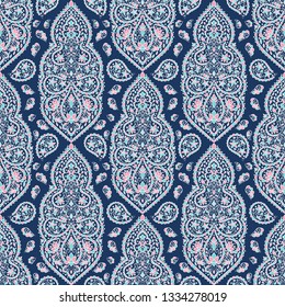 Blue floral seamless pattern. Vintage vector, luxury elements. Great for fabric, invitation, flyer, menu, brochure, background, wallpaper, decoration, packaging or any desired idea.