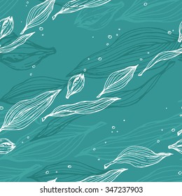 Blue floral seamless texture. Hand drawn pattern. Ukraine