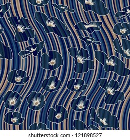 Padrão sem emenda listrado floral azul