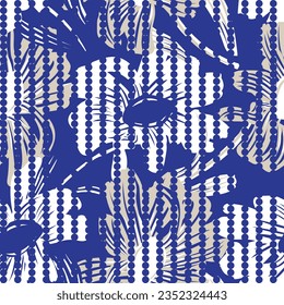 Blue Floral striped seamless pattern design for fashion textiles and graphics