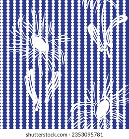 Blue Floral striped seamless pattern design for fashion textiles and graphics