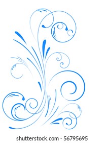 Blue floral swirl ornament