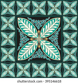 Blue floral tile design