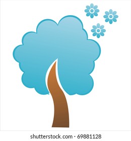 blue floral tree