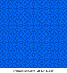 Blue Floral Vector Pattern: Seamless, Symmetrical, Geometric Texture for Backgrounds, backdrop, and Wallpapers (EPS File)