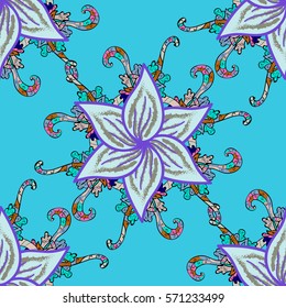 Blue floral wallpaper. seamless background. Vector EPS10.