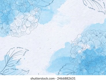 Fondo de acuarela floral azul. Flores dibujadas a mano con fondo de acuarela de salpicadura. Ilustración de diseño estético para Fondo de pantalla, Anuncio, impresión, póster, cubierta, tarjeta de felicitación e invitación.