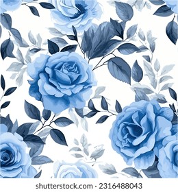 Blue floral watercolor Seamless pattern for background, fabric, textile, fashion, wallpaper, wedding, banner, sticker, decoration etc.
