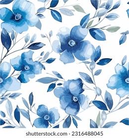 Blue floral watercolor Seamless pattern for background, fabric, textile, fashion, wallpaper, wedding, banner, sticker, decoration etc.
