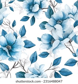 Blue floral watercolor Seamless pattern for background, fabric, textile, fashion, wallpaper, wedding, banner, sticker, decoration etc.
