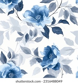 Blue floral watercolor Seamless pattern for background, fabric, textile, fashion, wallpaper, wedding, banner, sticker, decoration etc.
