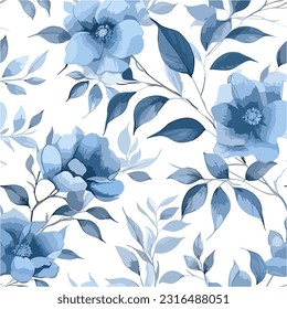 Blue floral watercolor Seamless pattern for background, fabric, textile, fashion, wallpaper, wedding, banner, sticker, decoration etc.
