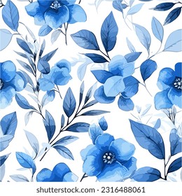 Blue floral watercolor Seamless pattern for background, fabric, textile, fashion, wallpaper, wedding, banner, sticker, decoration etc.
