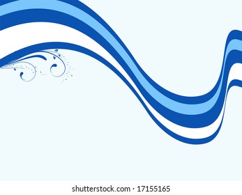 olas de flores azules, papel pintado