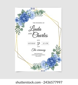 Blue Floral Wedding Invitation eps. Illustrator and designer. Wedding Invites, save the date, Birthday Invites, Video Invites, E-Cards.