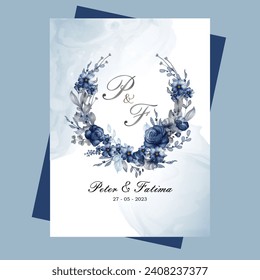 Blue Floral Wedding Invitation. Illustrator and designer. Wedding Invites, Save the date, Birthday Invites, Video Invites, E-Cards. 