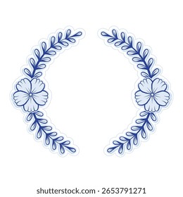 Blue Flourish Ornament with Decorative Swirls. Vintage flourish calligraphic corners and dividers in baroque style. Perfect for invitations, stationery, greeting cards, certificates borders, frames