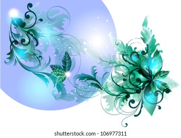 Blue  flourish vector background