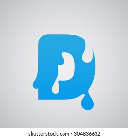 Blue flow font D, vector
