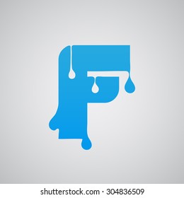 Blue flow font F, vector