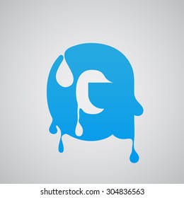 Blue flow font G, vector
