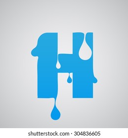 Blue flow font H, vector