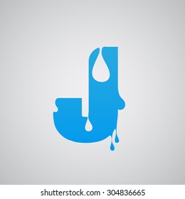 Blue flow font J, vector