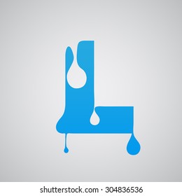 Blue flow font L, vector