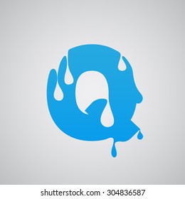 Blue flow font Q, vector
