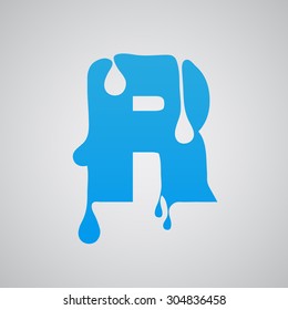 Blue flow font R, vector