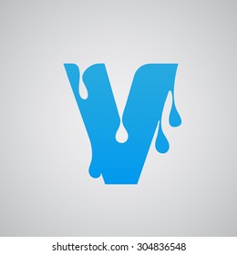 Blue flow font V, vector