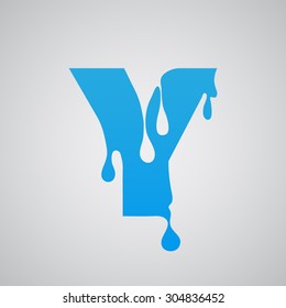 Blue flow font Y, vector, 