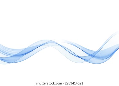 Blue flow lines for your design.Transparent blue smooth wave. Vector background.