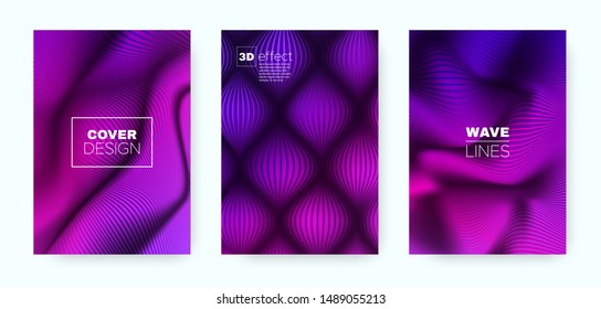 Blue Flow Poster. Vector Cover. Pink Dynamic Illustration. Violet 3d Movement Halftone Gradient. Flow Poster. Minimal Cover. Business Illustration. Flow Poster. Purple Brochure.