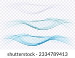 Blue flow of wavy lines, abstract waves background. Set vector waves.