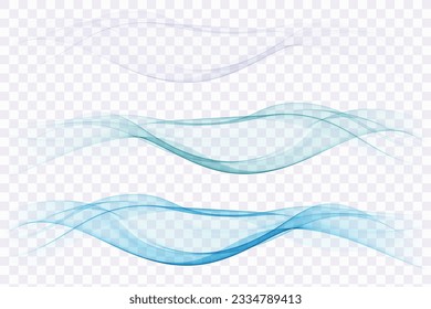 Flujo azul de líneas onduladas, fondo de ondas abstractas. Establecer ondas vectoriales.