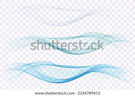 Blue flow of wavy lines, abstract waves background. Set vector waves.