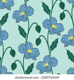 Blue Flower abstract backgrounds. Hand drawn various shapes and doodle objects. Can be used for printing needs and other digital needs. Contemporary modern trendy vector illustrations. 
