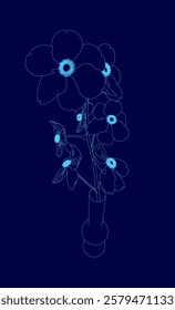 Blue flower with a blue background. The flower is surrounded by a blue background, creating a sense of depth and contrast