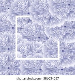 blue Flower background, white frame. vector illustration. template for greeting card to 8 march, wedding invitation, holiday background, discount banner