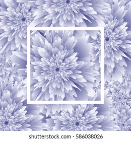 blue Flower background, white frame. vector illustration. template for greeting card to 8 march, wedding invitation, holiday background, discount banner