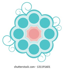 blue flower badge, vector format