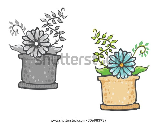 Blue Flower Beauty Cute Cartoon Flower Stock Vector Royalty Free 306983939