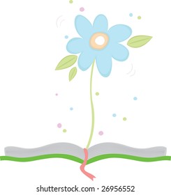 Blue flower in the book