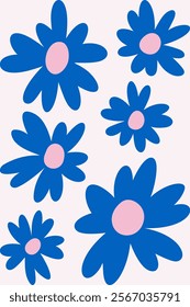 Blue flower buds drawing print