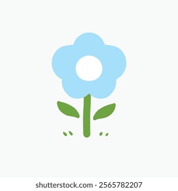 blue flower design with leaf right and left